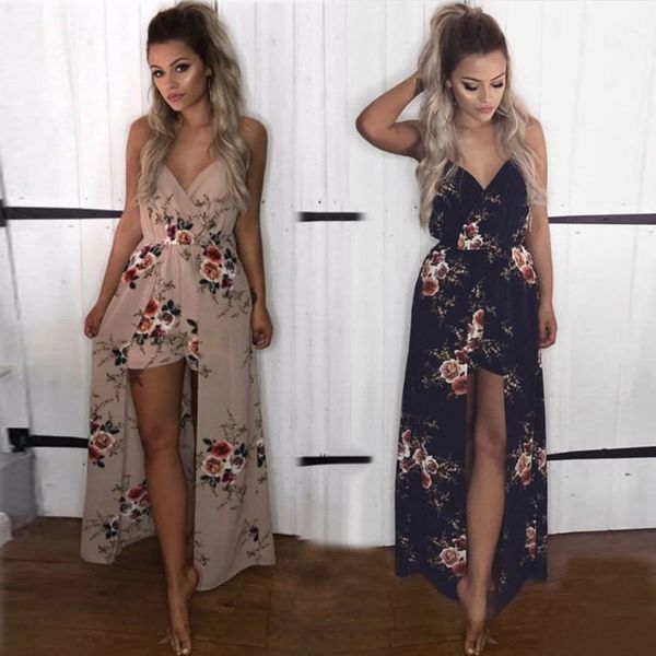 

boho summer women printed party evening beach long maxi dress female sleeveless v-neck dresses sundress vestidosby air, Black;white