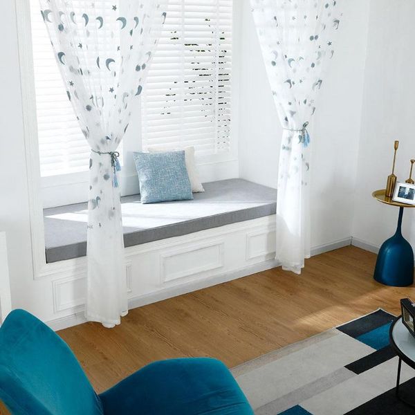 

curtain & drapes 1pc moon star print polyester tulle window bedroom drape home decoration