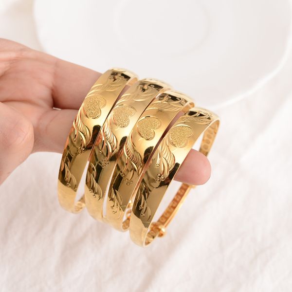 1 Stück oder 4 Stück 18 k Gelb Fein Massivgold GF Armreif Damen Naher Osten Arabische Afrikanische Hochzeit Armbänder Liebesarmband Verstellbarer Schmuck Geschenke