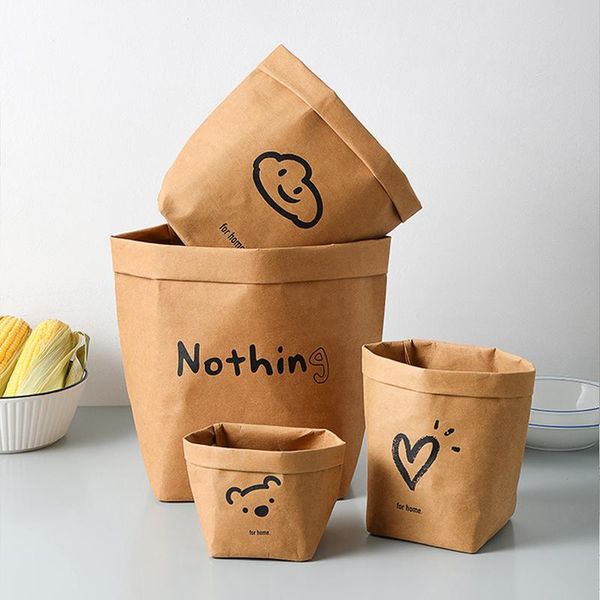 

storage bags collapsible environmental protection material kraft paper bag store small items