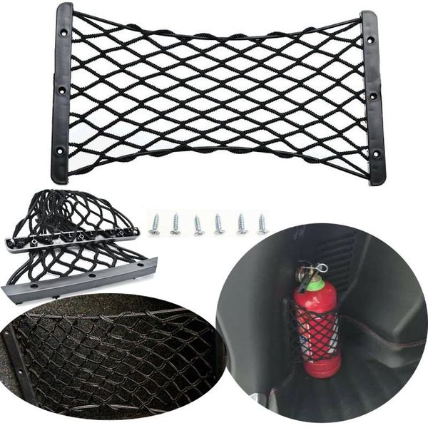 

car organizer mounting storage mesh pocket cargo fire extinguisher luggage
