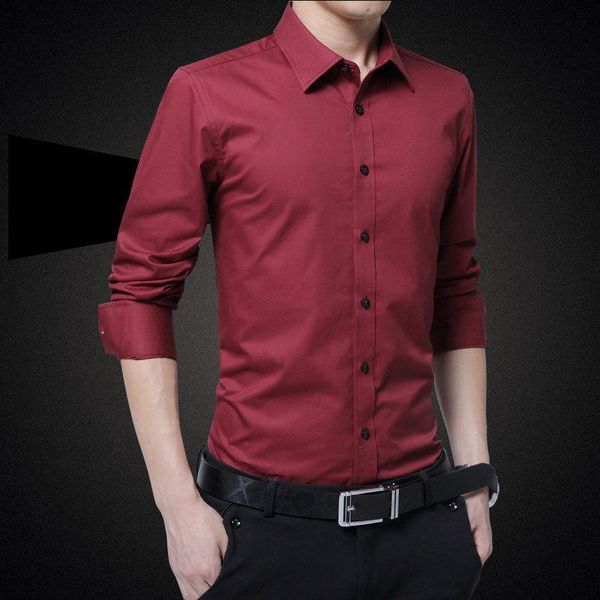 

men's casual shirts long sleeve shirt fashion trend business social solid color all-match lapel 2021, White;black
