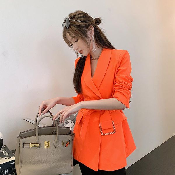 

women's trench coats orange windbreaker middle and long spring clothing 2021 small short waist temperament thin suit, Tan;black