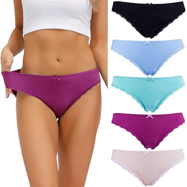 

comsoft 5pcs/lot cotton women panties underwear breathable calcinha women's briefs mid rise cueca intimates s-xxxl, Black;pink
