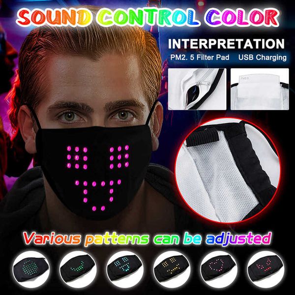 

led display electronic party rgb colorful voice control music mask