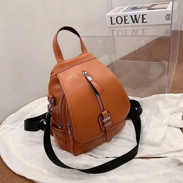 

backpack women's solid leather pu casual school bags soft anti-theft multifunction travel bag 2021 men's