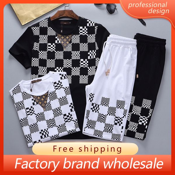 

men s tracksuit sports two-piece set young sport short womens two piece sweat suits set with tide sports suit delivery, Gray