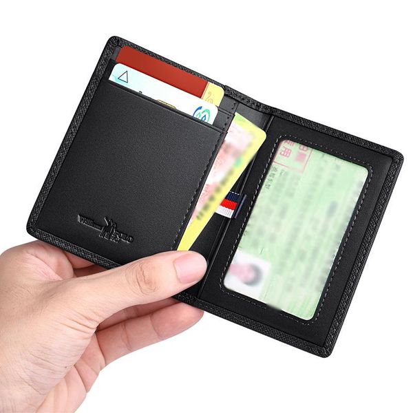 

card holder male leather vertical ultra-thin business wallets, Red;black