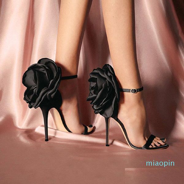 

sandals flower shoes woman european and american-style big evening nightclub black powder high heels
