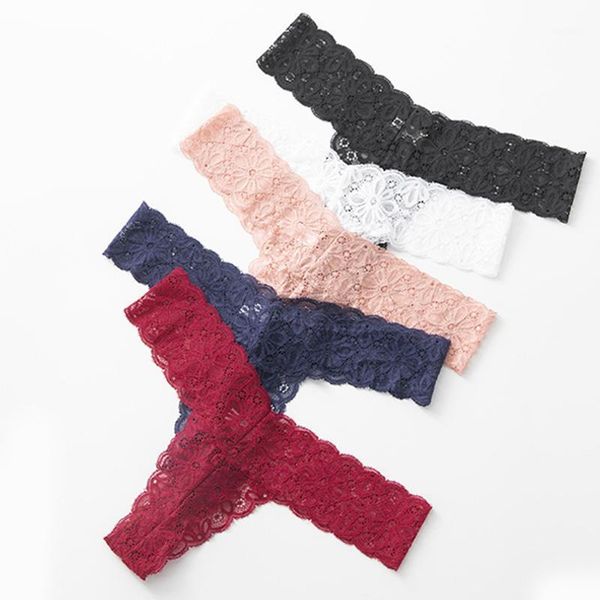 

women's panties 5pcs/lot underwear g string sensual lingerie lace thong low-rise t back briefs underpants female clothes, Black;pink