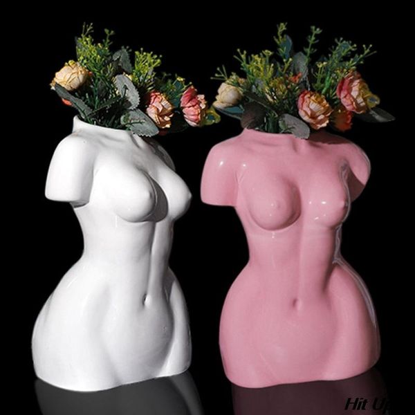 

body art ceramic woman nude sculpture vase creative abstract flower pot home decoration accessories artwork vases