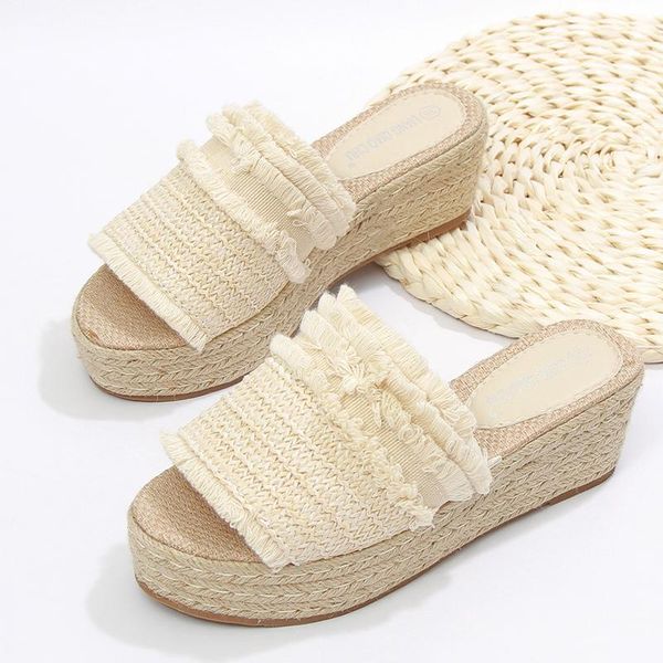

slippers med female shoes ladies' luxury slides platform 2021 designer flat fabric tpr fisherman pu house, Black