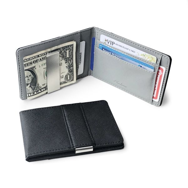 Мода твердые мужские тонкие односмысленные деньги клип кожаный кошелек с металлическим зажим женский идентификатор кредитной карты кошелек наличными