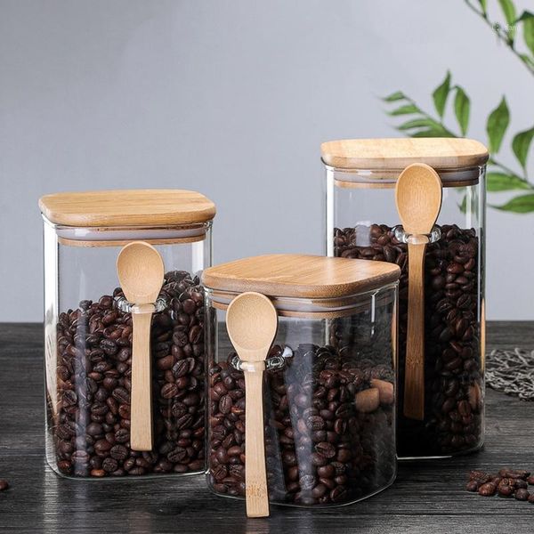 

storage bottles & jars with spoon sealed jar tank condiment coffee beans kitchen supplies sugar bottle box