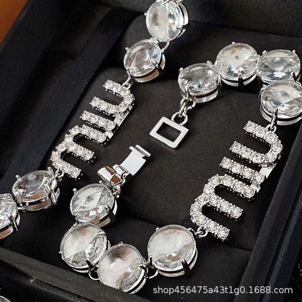 

miao / miu family 2021 new letter rhine-stone full diamond necklace personality versatile temperament high version neck chain female, Silver