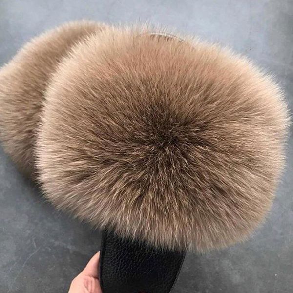 

slippers women's summer flat genuine fur thick hair non-slip indoor silver sole ga4x, Black