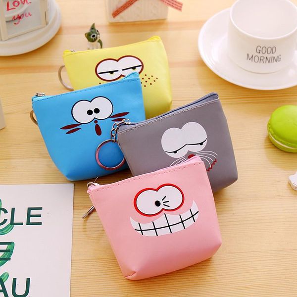 

coin purses 2021 leather women small fresh casual wallet lady fashion cute pattern cartoon dollar money bag girls, Red;black