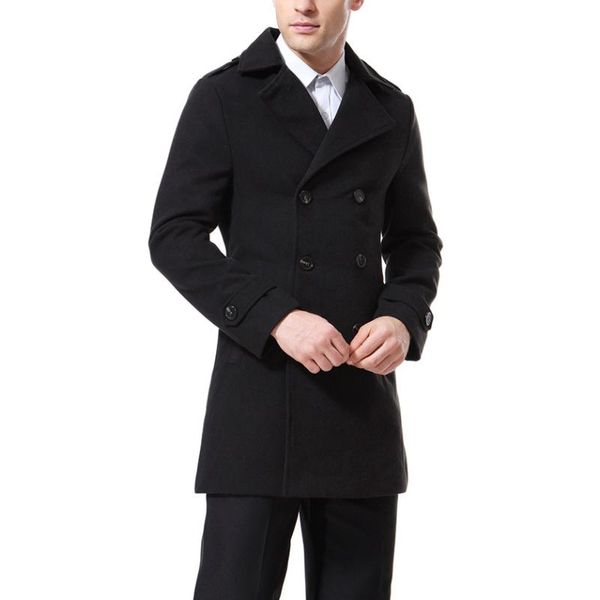 

men's trench coats wear 2021 autumn/winter solid color coat double breasted windbreaker mens jacket, Tan;black