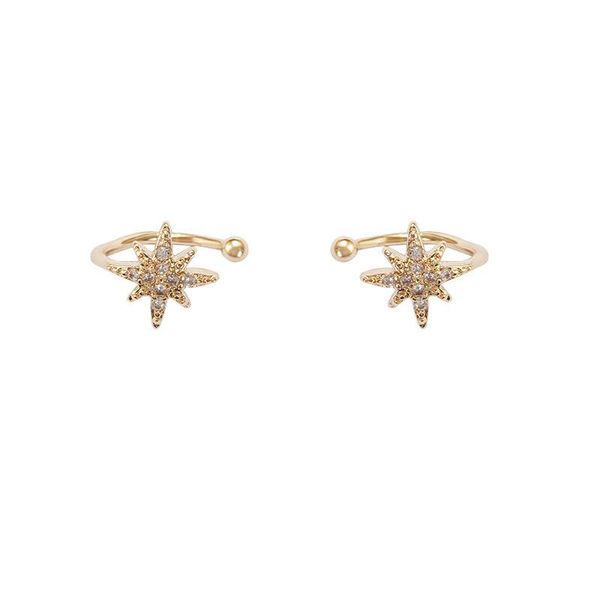 

clip-on & screw back temperament six-pointed star without pierced female personality wild zircon earrings ear clip, Silver