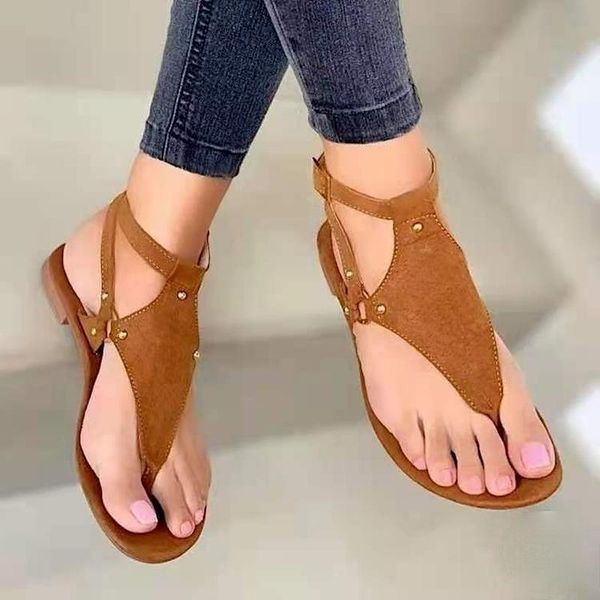 

sandals 2021 women summer fashion women's solid color round head comfortable open toe leisure flat shoes, Black