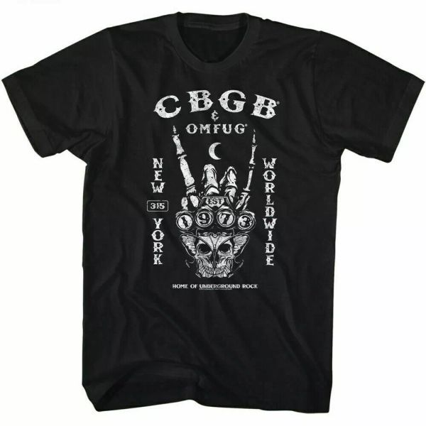 

cbgb ny worldwide t shirt mens licensed punk rock band club tee retro new black, White;black