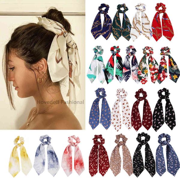 Fasce elastiche con fiocco in chiffon per donne e ragazze Scrunchies Fascia per capelli Cravatte per coda di cavallo Accessori per capelli alla moda