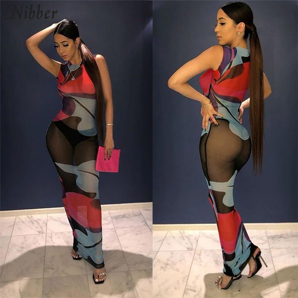 

mesh patchwork design long womens dress bodycon summer club party night wear black see through maxi female, Black;gray