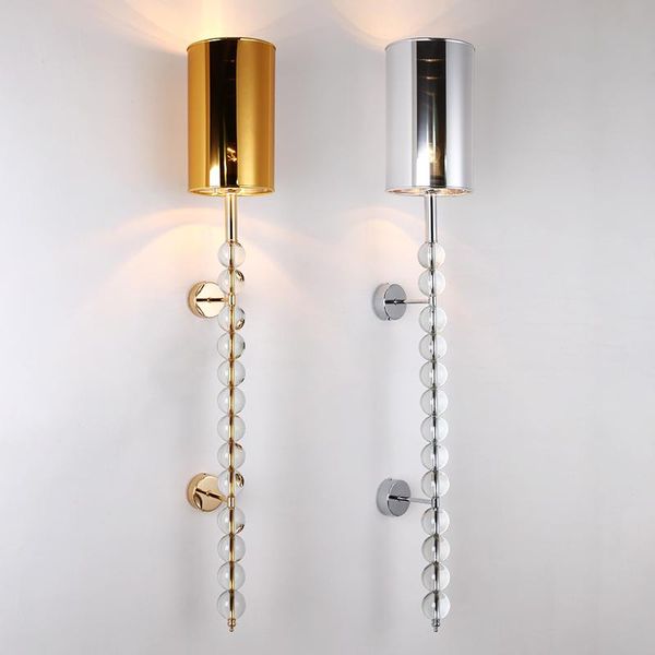 

wall lamp chrome long pole crystal ball light villa club el lobby living room ktv corridor large sconces xl l 100cm