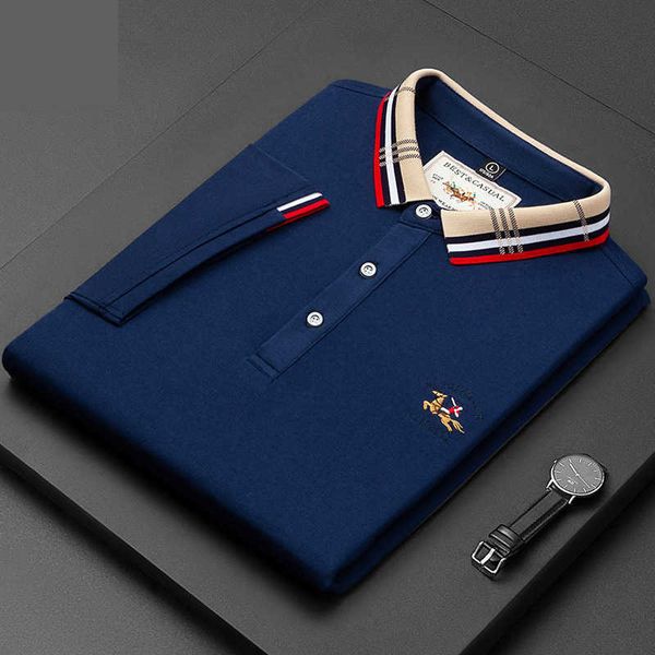 

summer short men's sleeve pearl cotton embroidered casual busins polo shirt loose men's dad, White;black