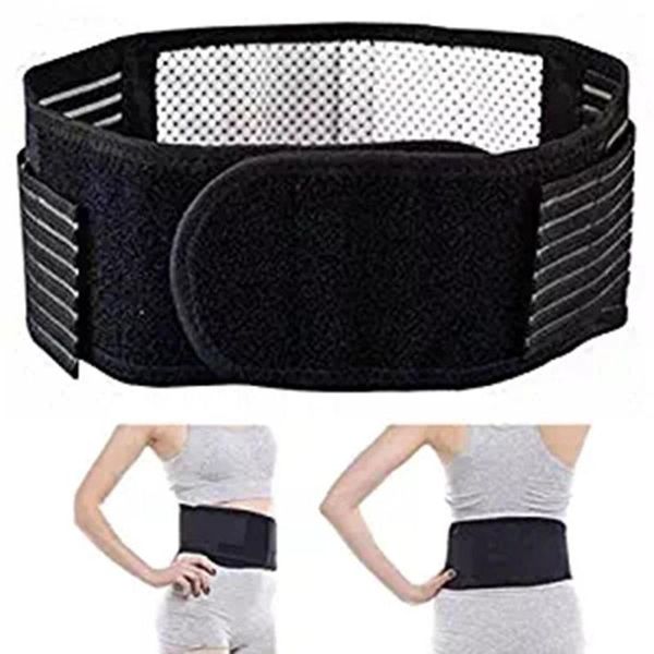 

adjustable self-heating magnetic therapy waist support brace massager strap, Black;gray