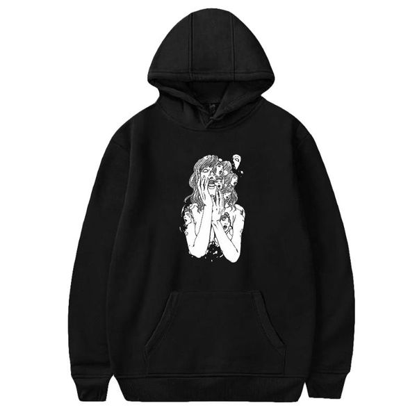 

men's hoodies & sweatshirts 2021 shintaro kago 2d print hooded sweatshirt women/men clothes casual hoodie, Black