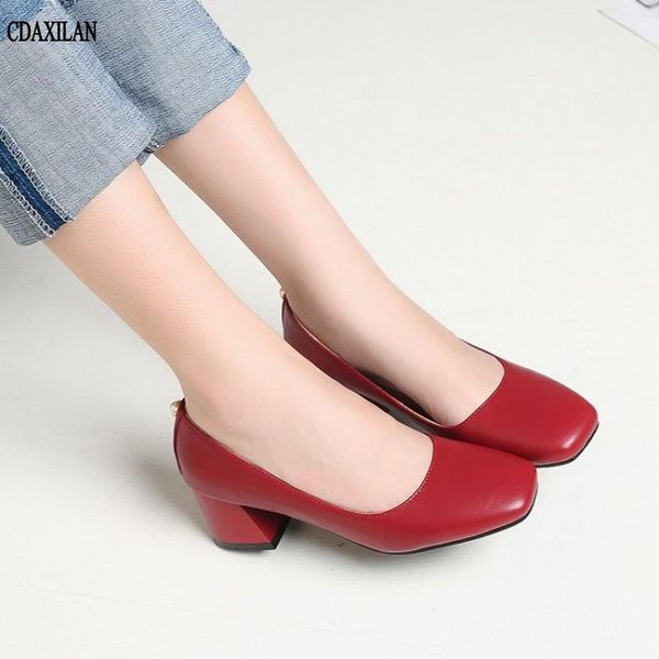 

arrivals pumps shoes women middle heel pu leather square toe officet ladies work career party shallow dress, Black