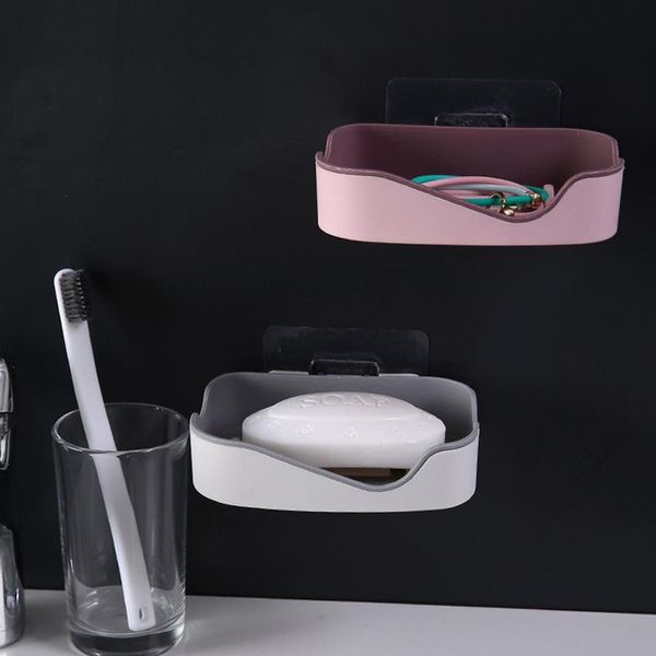 

soap dishes self adhesive rack sponge dish bathroom accessories no drilling wall mounted double layer holder