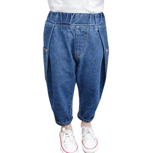 

baby girl jeans 2021 autumn kids solid harem kid casual style clothes, Blue