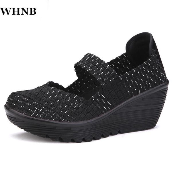 

beckywalk spring women sandals platform shoes summer woven flat wedge woman multi colors, Black