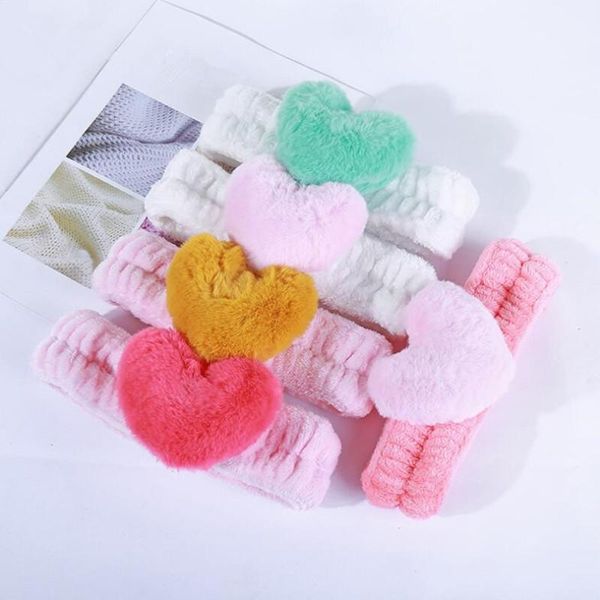 

plush love heart headband headwear women girls washing face spa makeup hairband hair costume halloween christmas accessories