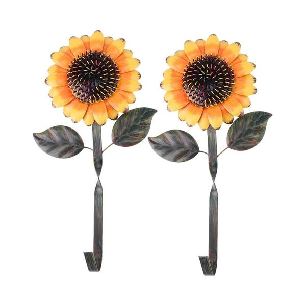 

hooks & rails 2pc retro wrought iron sunflower-shaped multifunctional household wall american country decoration hanger