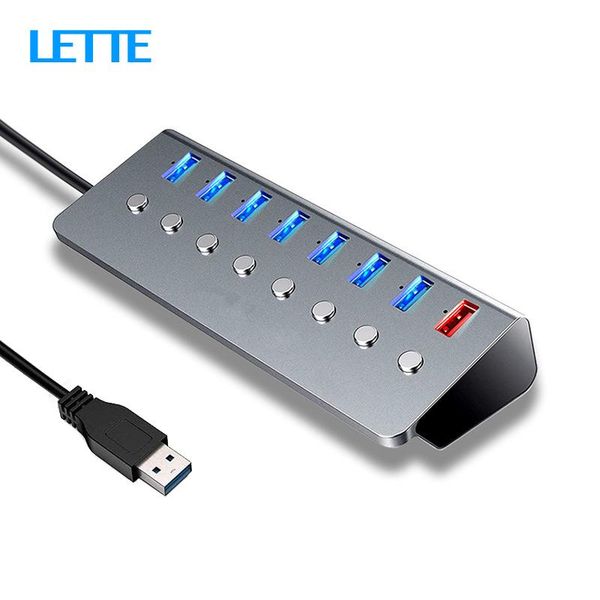 

hubs aluminum alloy 8-port usb3.0 splitter 7 port computer extended usb hub 1 fast charging adapter external 5v3a power supply