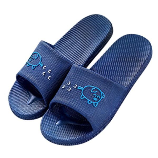 

slippers summer women ladiesÂ pig cartoon flat-bottomed indoor casual flip flopsÂ waterproof easy dry shoes woman sandals, Black