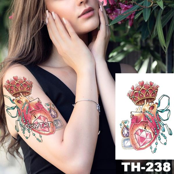 

temporary tattoos waterproof tattoo sticker gemstone pearl heart crown pattern water transfer body art flash fake tatoo