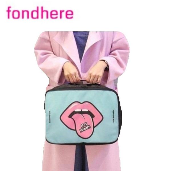 

duffel bags bag cartoon print lips and eyes multi-functional travel storage lovely female student large capacity trav