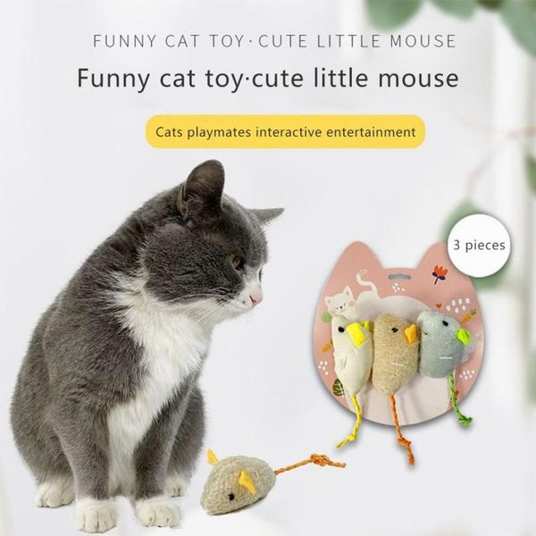 

cat toys 3pcs interactive cats playing plush mouse scratch bite resistance catnip mice simulation toy #7