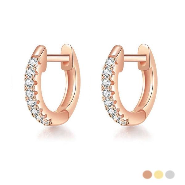 

hoop & huggie mxgxfam rose / white light yellow gold color small zircon earrings for women russia fashion jewelry good quality, Golden;silver
