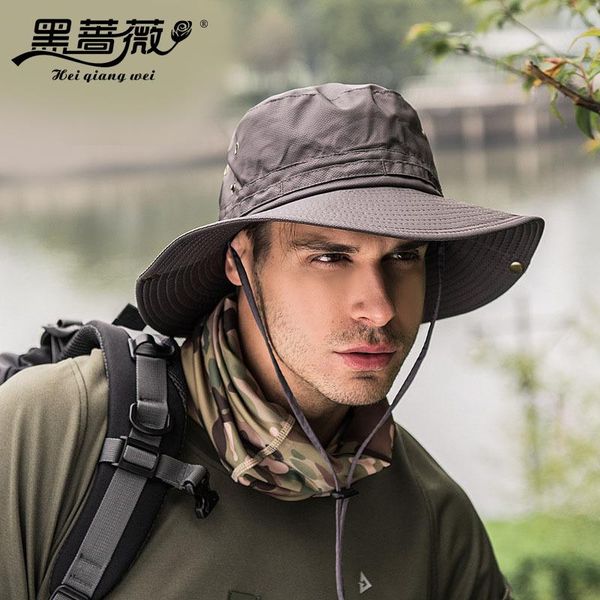

wide brim hats outdoor hat spring and summer fisherman's men's big sunshade folding sports mountaineering fashion practical, Blue;gray