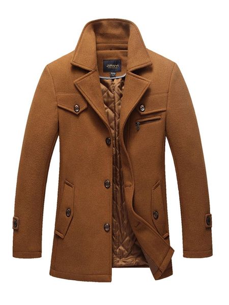 

men's wool & blends winter man cloth coat the doubles collar pure color single-breasted 2021 business casual, Black