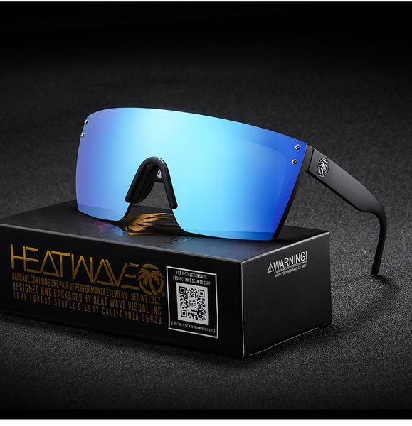 

2021 new luxury brand mirrored green lens heat wave sunglasses men sport goggle uv400 protection with case, White;black