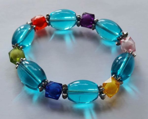 

10 pcs fashion colorful color beaded bracelet glass charm jewelry party home gifts, Golden;silver
