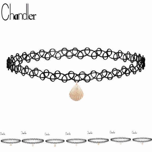 Chandler 10 Styles Stretch Tattoo Collana girocollo per le donne ciondolare sexy Summer Bikini Colpo di Bikini Plastica Elastico Fashion Jewellry Y0309