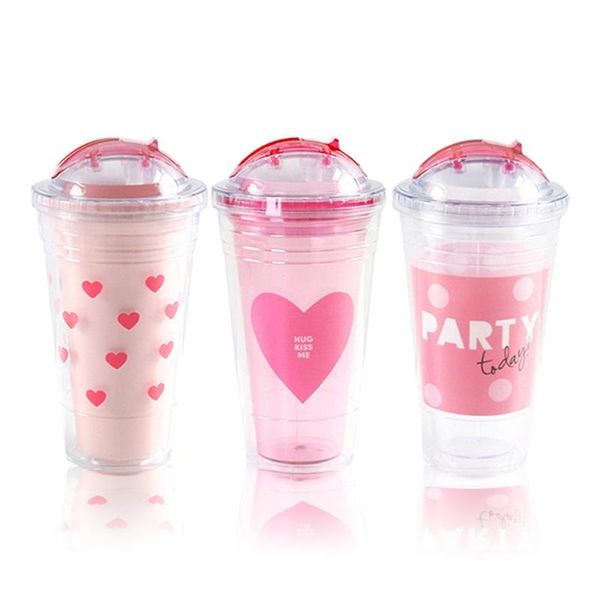 

cups & saucers 1pc double-layer water creative drinking bottle storage silicone straw cup for home office use (