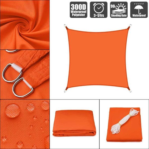 

tents and shelters orange-red color waterproof polyester rectangle square awning net sun shade sail outdoor shelter